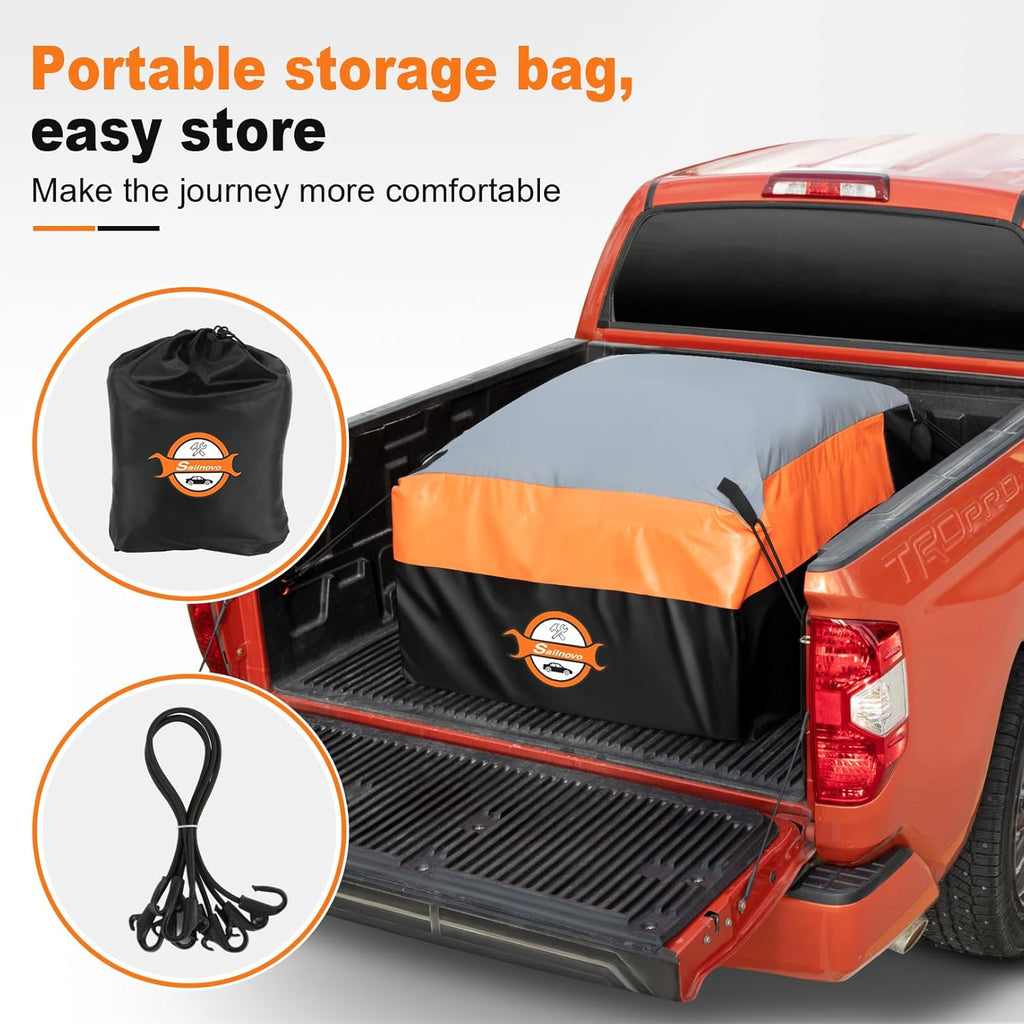 Sailnovo Truck Bed Cargo Bag, 26 Cubic ft Waterproof Cargo Bag for Truck Bed, Heavy Duty PVC Truck Cargo Bag Fits Any Truck Size with 6 Stretch Cord, Packing Bag (50''x40''x22'')