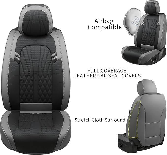 Leather Car Seat Covers, Breathable and Waterproof Faux Leather Automotive Seat - Image 6