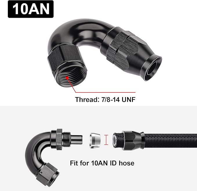 EVIL ENERGY 10AN 150 Degree PTFE One Piece Full Flow End Hose Fitting Aluminum - Image 4