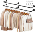 industrial pipe clothing rack, 66.1" wall mounted clothes, main product view