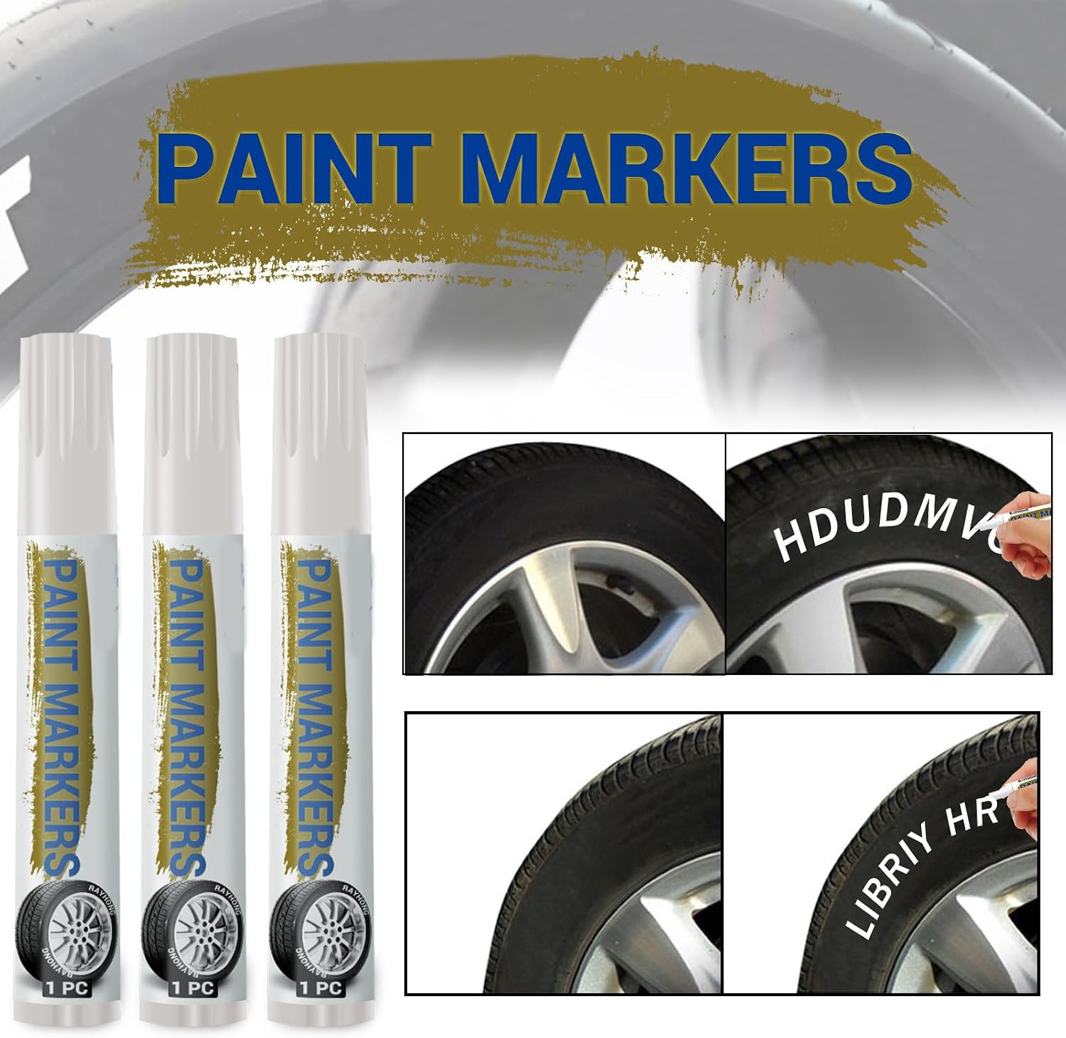 3Pieces White Tire Paint Pen White Paint Pens Pen for Car Lettering Management