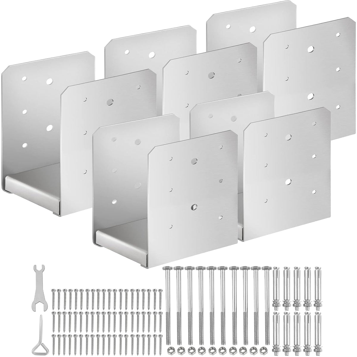 6"x 6" post base, 5pcs stainless steel post, main product view