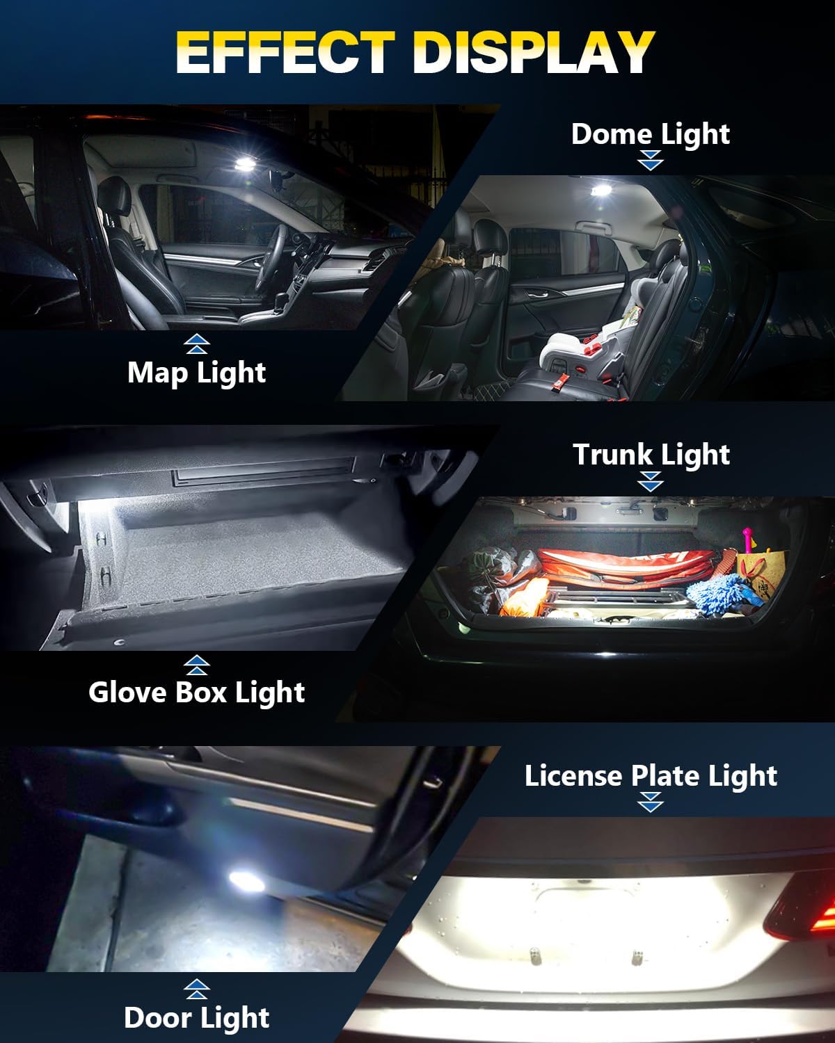 Zakolak 10Pcs 194 T10 168 W5W 2825 LED Bulb, Super Bright LED Car Interior Dome Map Camper RV License Plate Light Bulbs, Upgraded 25-SMD 3014 Chipsets 12V 400LM 6500K Xenon White