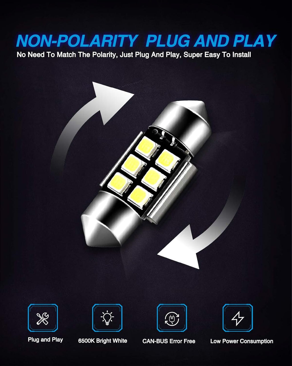 Marsauto DE3175 LED Bulb 31mm Festoon LED Bulbs White 1.2inch Super Bright 300LM 6500K 2835SMD 3175 DE3021 3022 3021 for Car Interior Dome Map License Plate Lights RV Exterior Lighting Pack of 4
