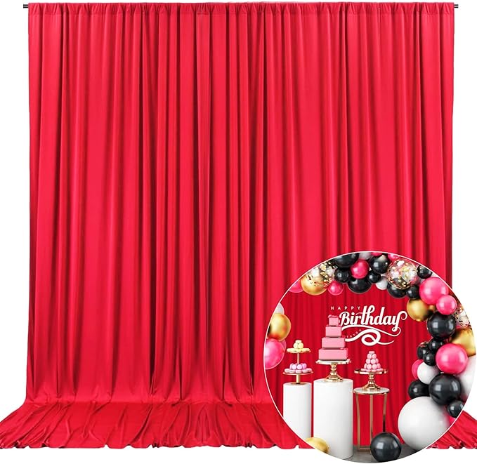 10 x 7 Feet Red Backdrop Curtain for Partie, Background Curtains for Photosho...