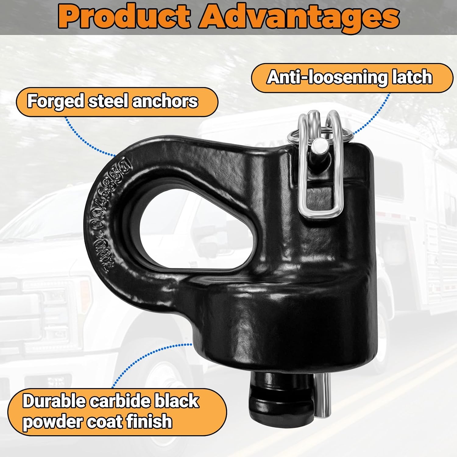 60691 Puck System Gooseneck Hitch Safety Chain Anchors, for 2013-2026 Ford F250 F350 F450, 2016-2026 Chevrolet Silverado, GMC Sierra & 2016-2024 Nissan Titan XD, 38000 lbs GTW, 2 PCS