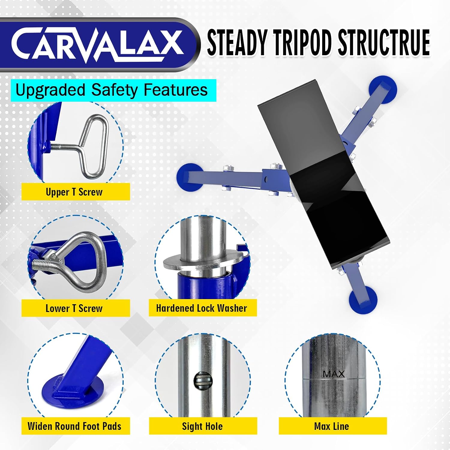 CARVALAX V-Head Pipe Jack Stands, Adjustable Pipe Stand for Welding | 28"-52" Adjustable Height, Fits 1/2"-12" Pipe Capacity, 2500LB Load Capacity, w/Portable Folding Legs