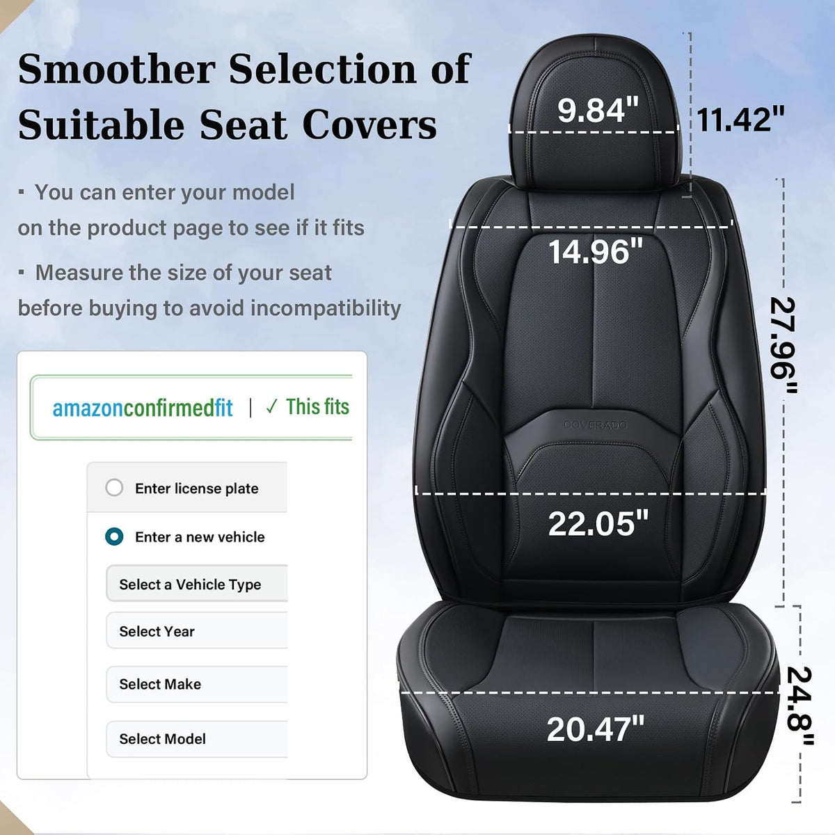 coverado car seat covers full set, premium nappa, package contents