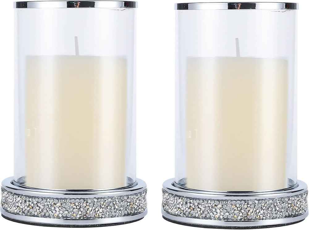 Pillar Candle Holders set of 2,Hurricane Candle Holders for Pillar Candle,Gla...