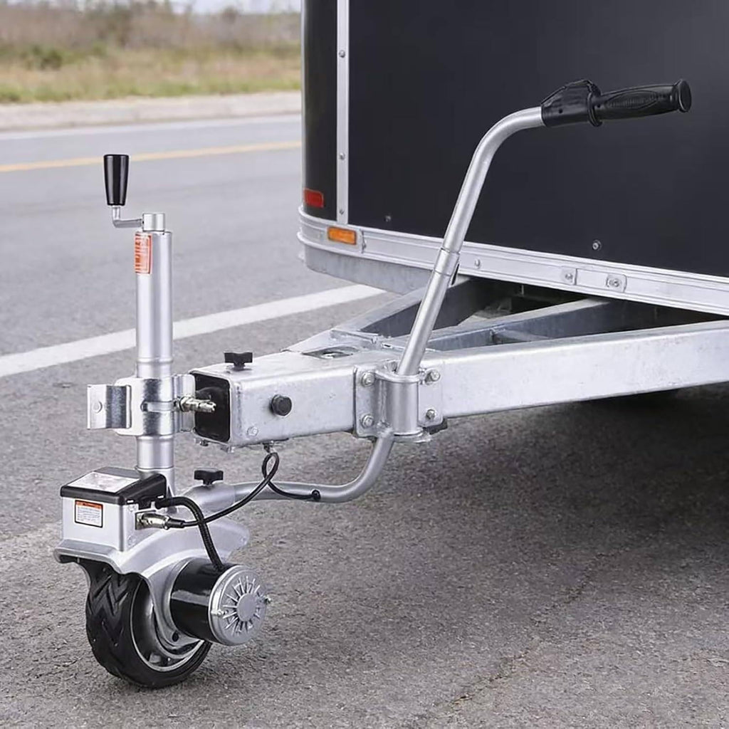 Electric Trailer Jockeys Wheel, Electric Trailer Dolly, 23 FT/Min Moving Speed, 350W 12V Trailer Jockeys Wheel, 12.6''-16.5'' Adjustable Clamp Height & 8'' Rubber Tire, for Moving Caravan Boat,5000lbs