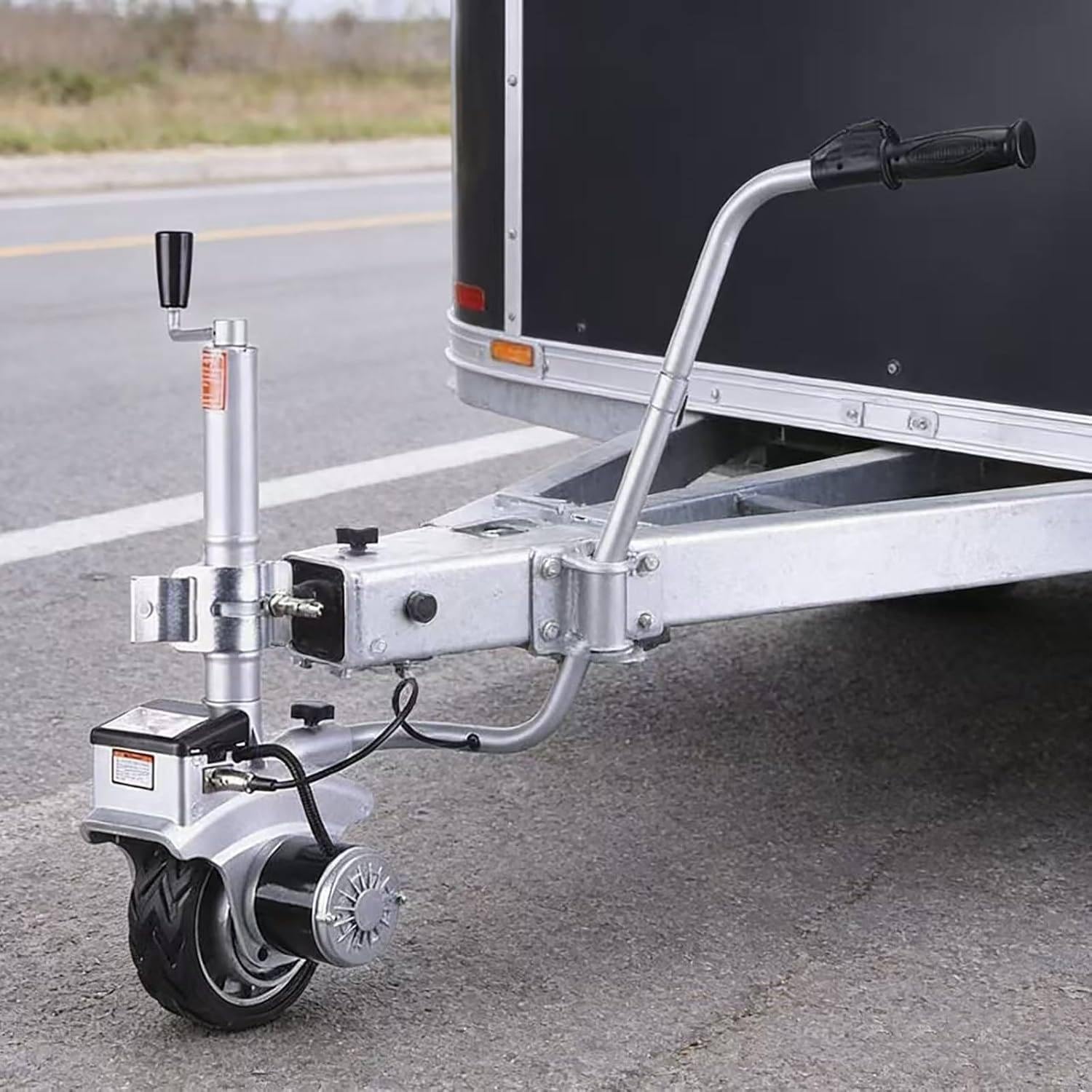 Electric Trailer Jockeys Wheel, Electric Trailer Dolly, 23 FT/Min Moving Speed, 350W 12V Trailer Jockeys Wheel, 12.6''-16.5'' Adjustable Clamp Height & 8'' Rubber Tire, for Moving Caravan Boat,5000lbs