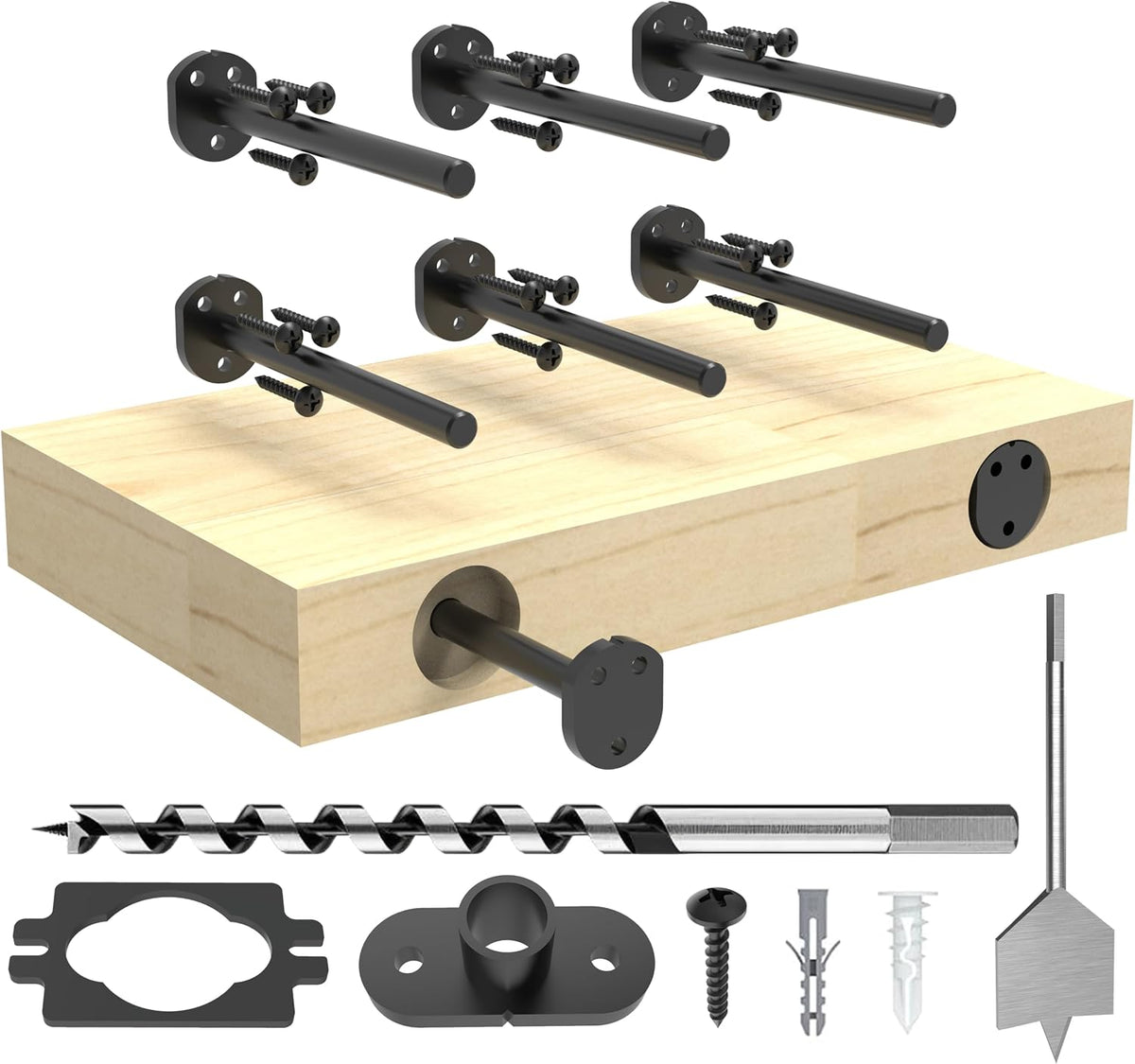 6 in hidden floating shelf brackets 6 pack, main product view