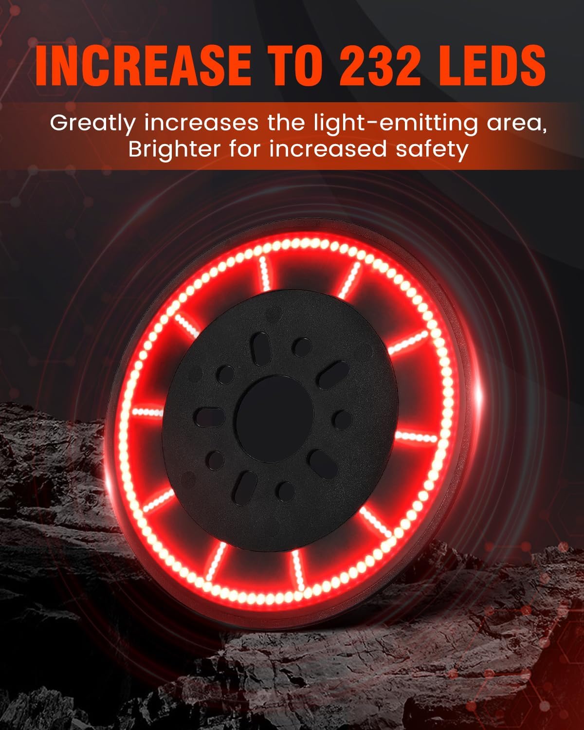 SUPAREE Spare Tire Brake Light Fit For Jeep Wrangler 2007-2018 JK JKU,232PCS LED Super Bright 3rd Third Stop Rear Wheel Lights Plug and Play,Red Smoke Black Design