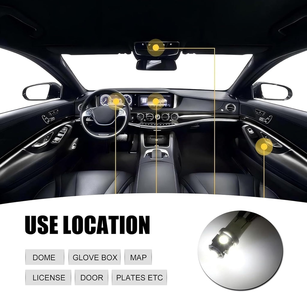 WZP 42PCS Car Interior LED Light Combination Set, T10 31mm 36mm 41mm LED Bulbs, Wide Angle Super Bright Light Bulb for Brake, Reading, License Plate, Map, Parking Lights (White)