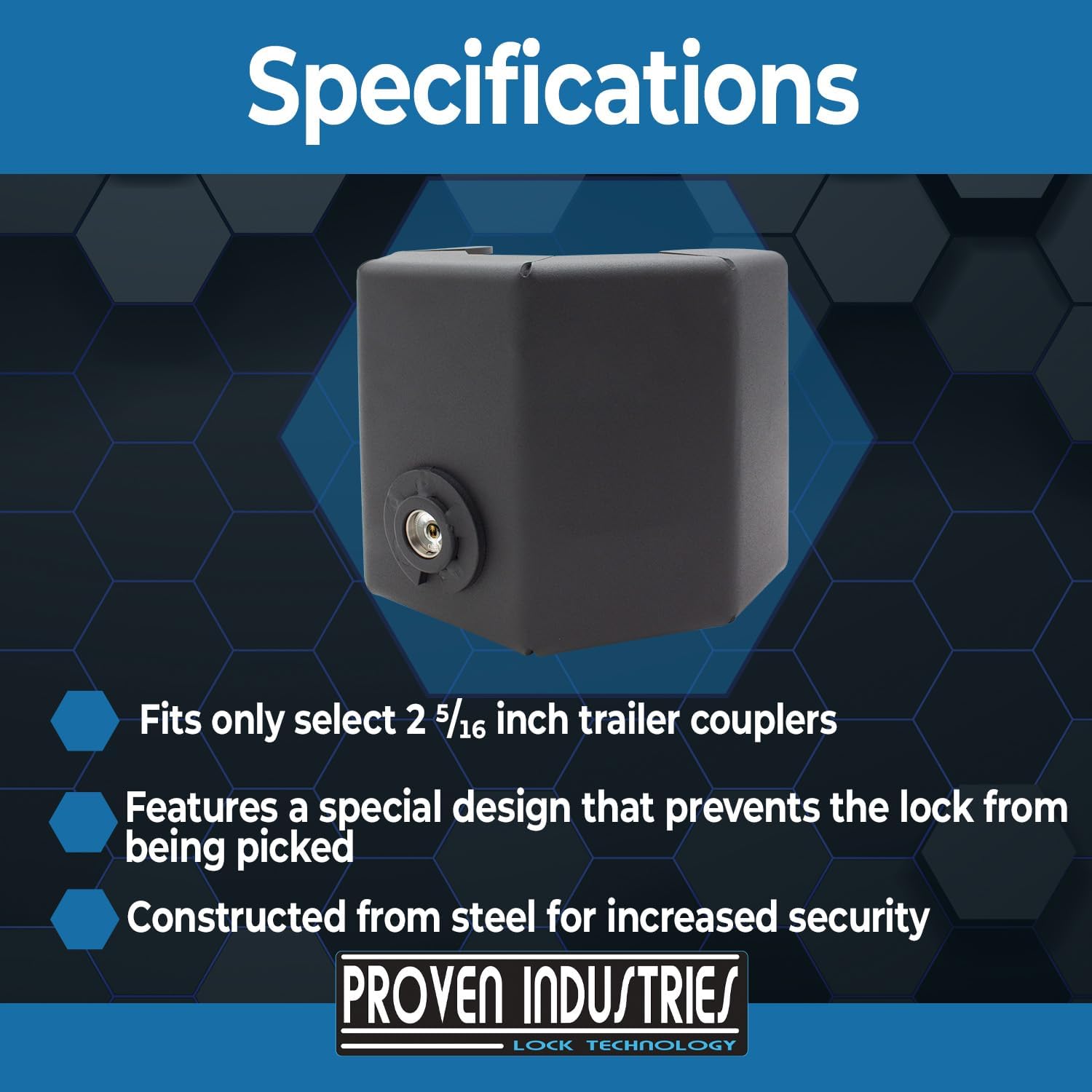 Proven Industries Model 2516-GP Trailer Lock, Fits Select 2 5/16-Inch Trailer Couplers, Made in the USA