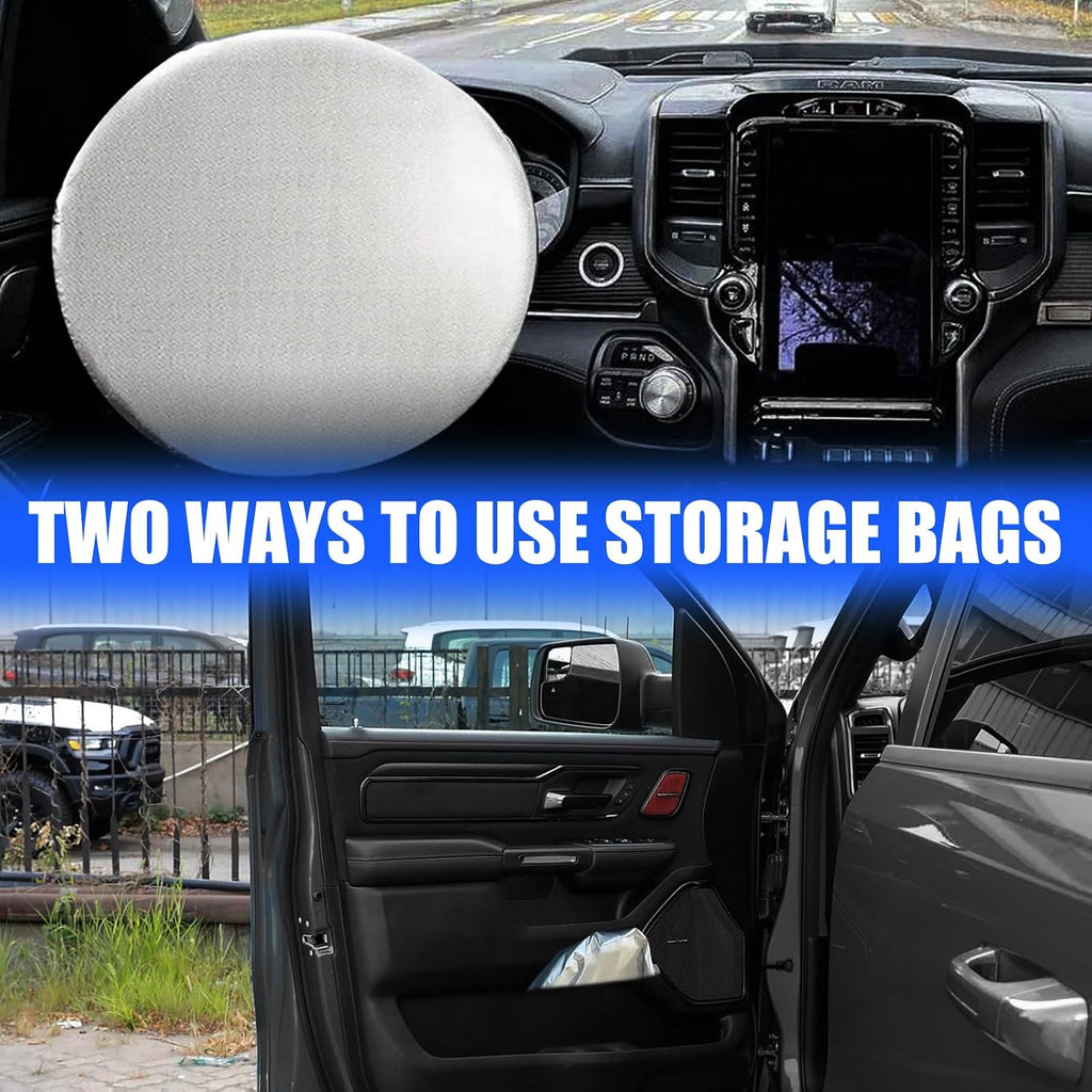 Foldable Sun Shade WODSTA Full Coverage Windshield Sunshade Compatible with Ram 1500 2019-2025 All Model 4-Layer Thickened Windows Visor 240T Polyester Windshield Sun Shade