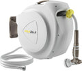 Retractable Garden Hose Reel, 5/8 in 65+6 ft, Heavy Duty Wall Mounted Water