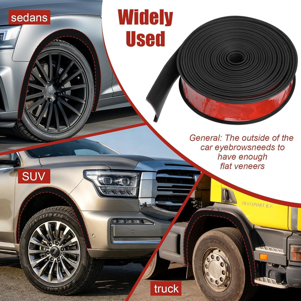 4.5CM x 20FT Universal Car Wheel Arch Trim - Rubber Fender Flare Protector Edge Guard, Self-Adhesive Anti-Scratch Lip Strip for Cars & Trucks, Fender Flare Edge Trim