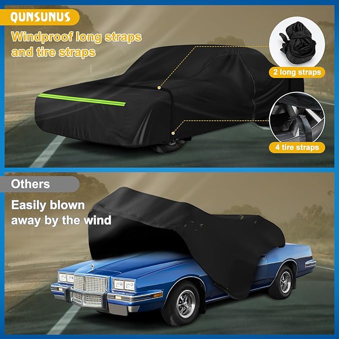 QUNSUNUS Waterproof Car Cover for Pontiac Grand Prix 1978-1996, Outdoor Car - Image 4