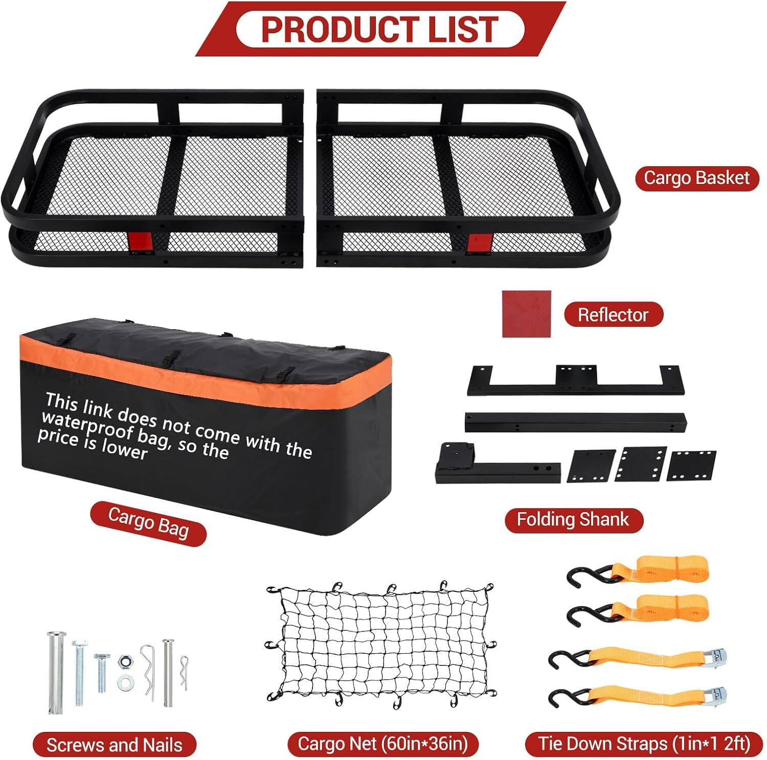 OUTLANE with Metal Cargo Carrier 60x24x6 Inch - Hitch Cargo Carrier, Trailer Hitch Cargo Carrier, Cargo Carrier, and Cargo Hitch Carrier