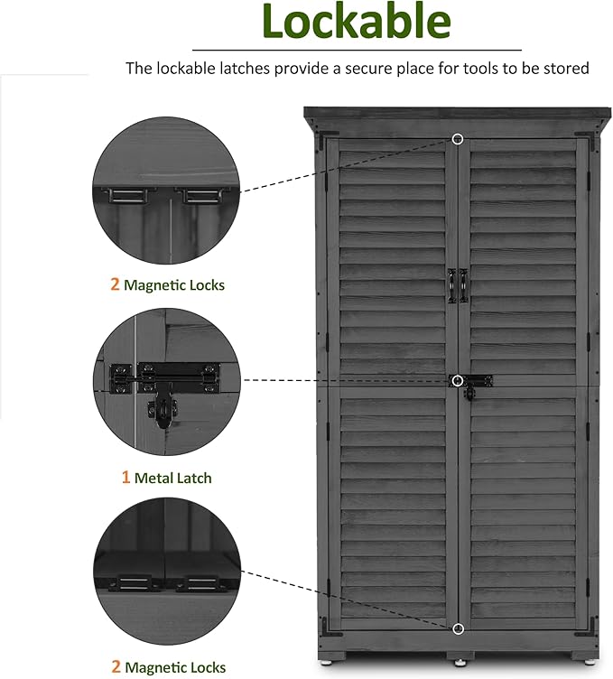MCombo Outdoor Storage Cabinet, Garden Storage Shed, Outside Vertical Shed - Image 7