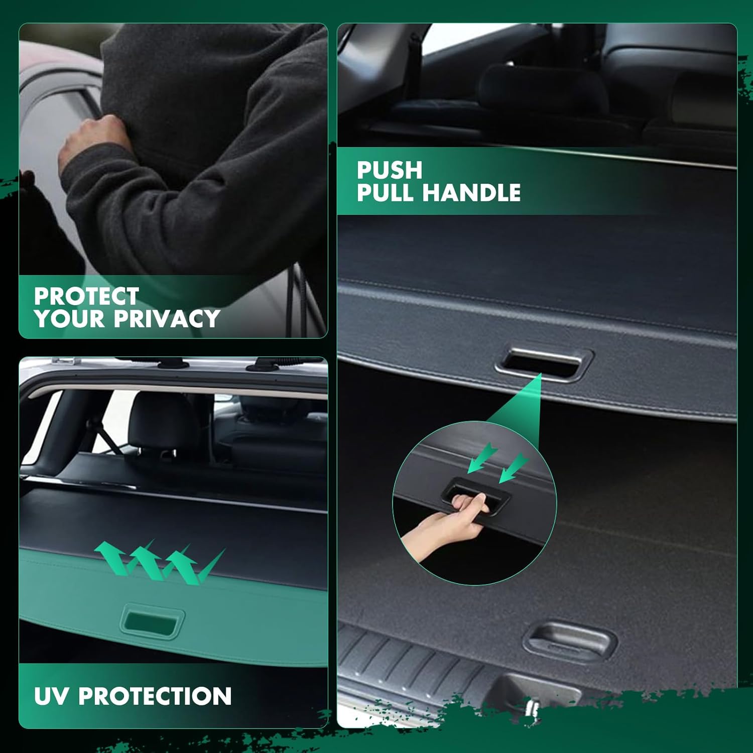 SCITOO Cargo Cover Shade 2018-2024 for Volvo V60 Accessories Retractable Trunk Shielding Shade Cargo Anti-Peeping Luggage Tonneau Cover Privacy Screen