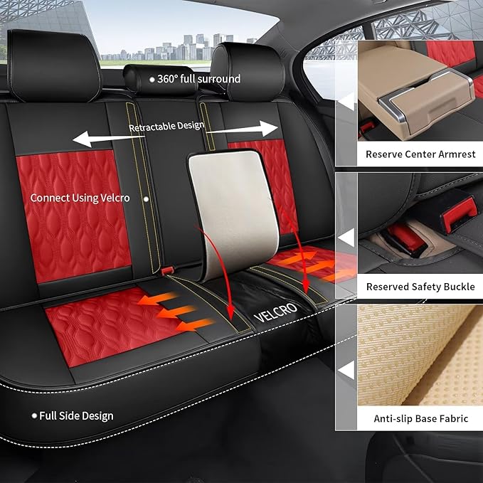 Car Covers Fit for Toyota Camry 2012-2025: Full Set 5 Seats Faux Leather - Image 2