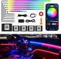Dreamcolor Acrylic Interior Car LED Strip Lights, 6 in 1 Ambient Lighting Kit with Wireless APP, Dynamic Chasing Music Sync Fiber Optic Lights with DIY Mode, Car Inside Lighting Accessories
