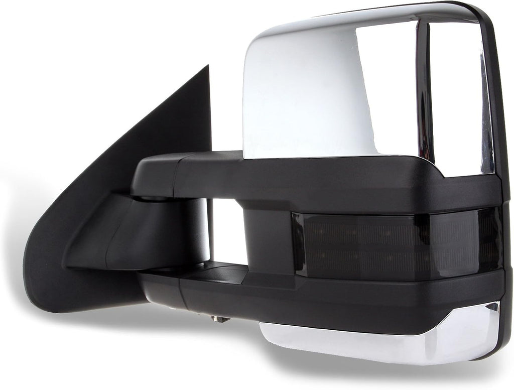 A Pair Heated Towing Mirrors Fits 2015-2019 for Chevy for GMC 2500 HD 3500 HD 2014-2018 for Chevy for GMC 1500, Power Adjusted View Mirror with LED Turn Signal Light
