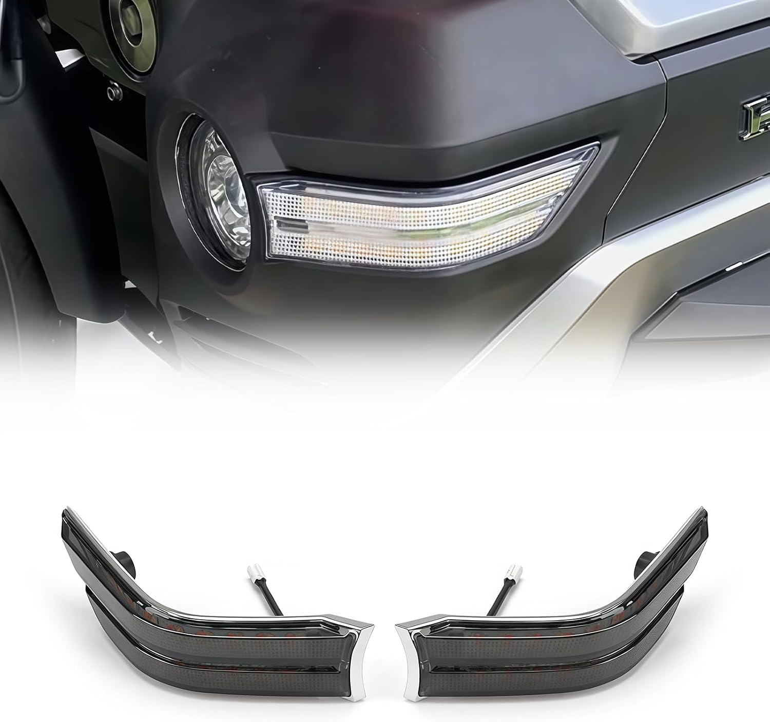 LED Fog Light Side Auxiliary Decorative Cowl Lights Ultra-Bright Seamless Sequential Turn Signal Lamps For Honda Goldwing 1800 GL1800 2018-2025 Motorcycle Accessories(Smoke Grey Lens)