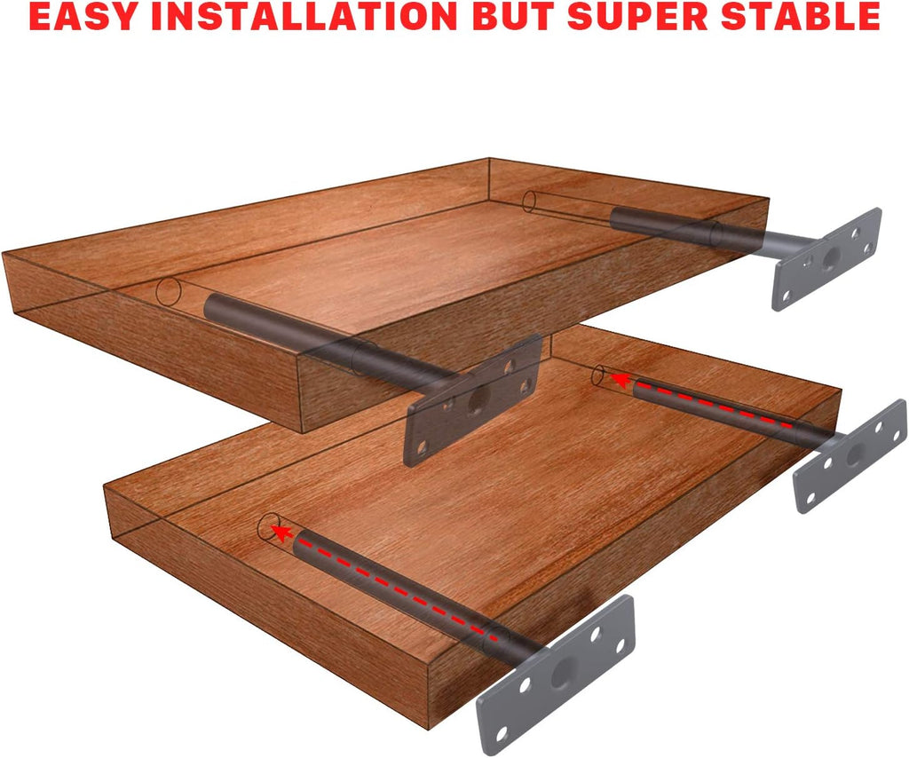 6 inch hidden floating shelf brackets, heavy duty shown in use