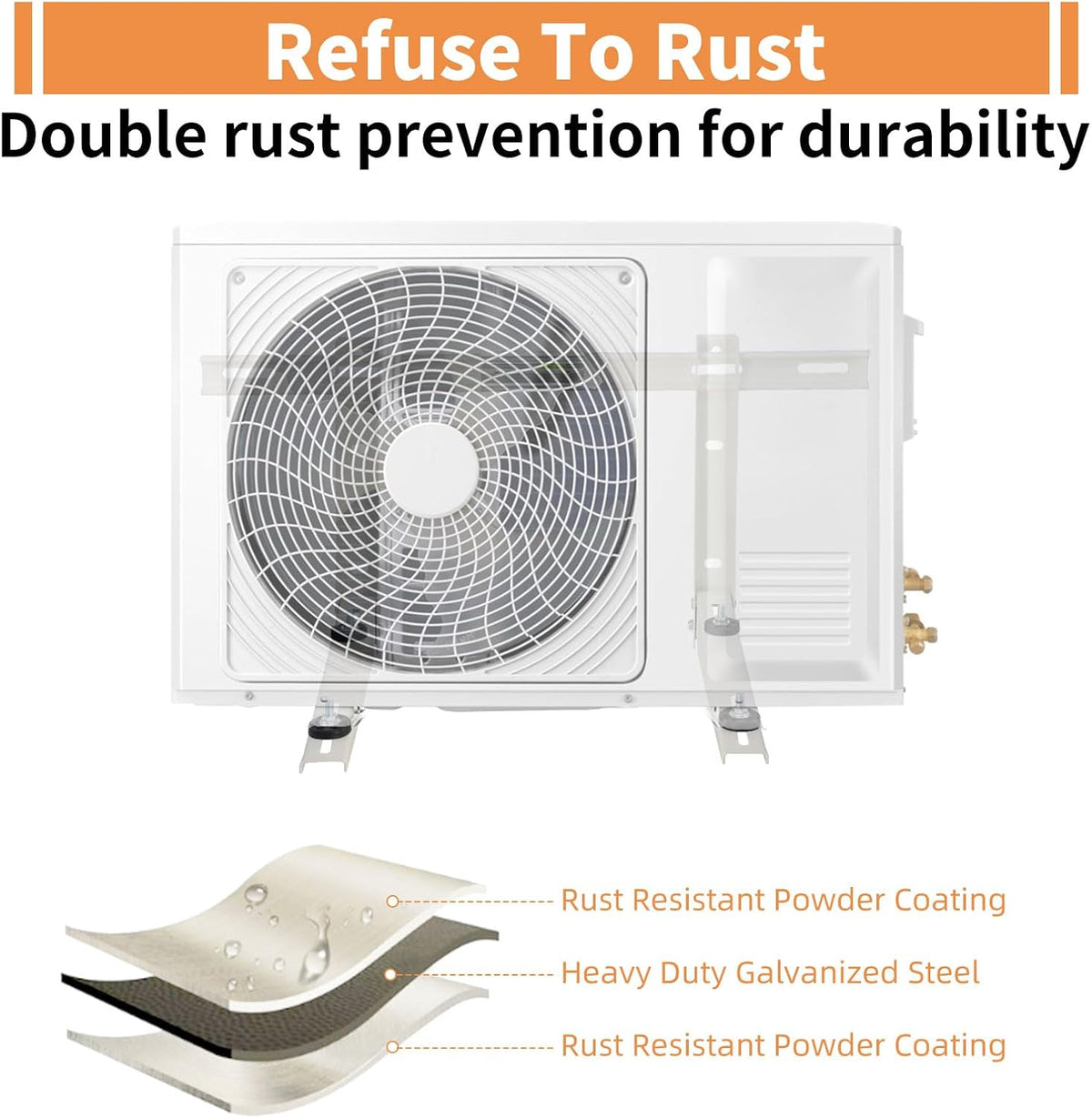 mini split air conditioner bracket, outdoor wall mounting, close-up detail