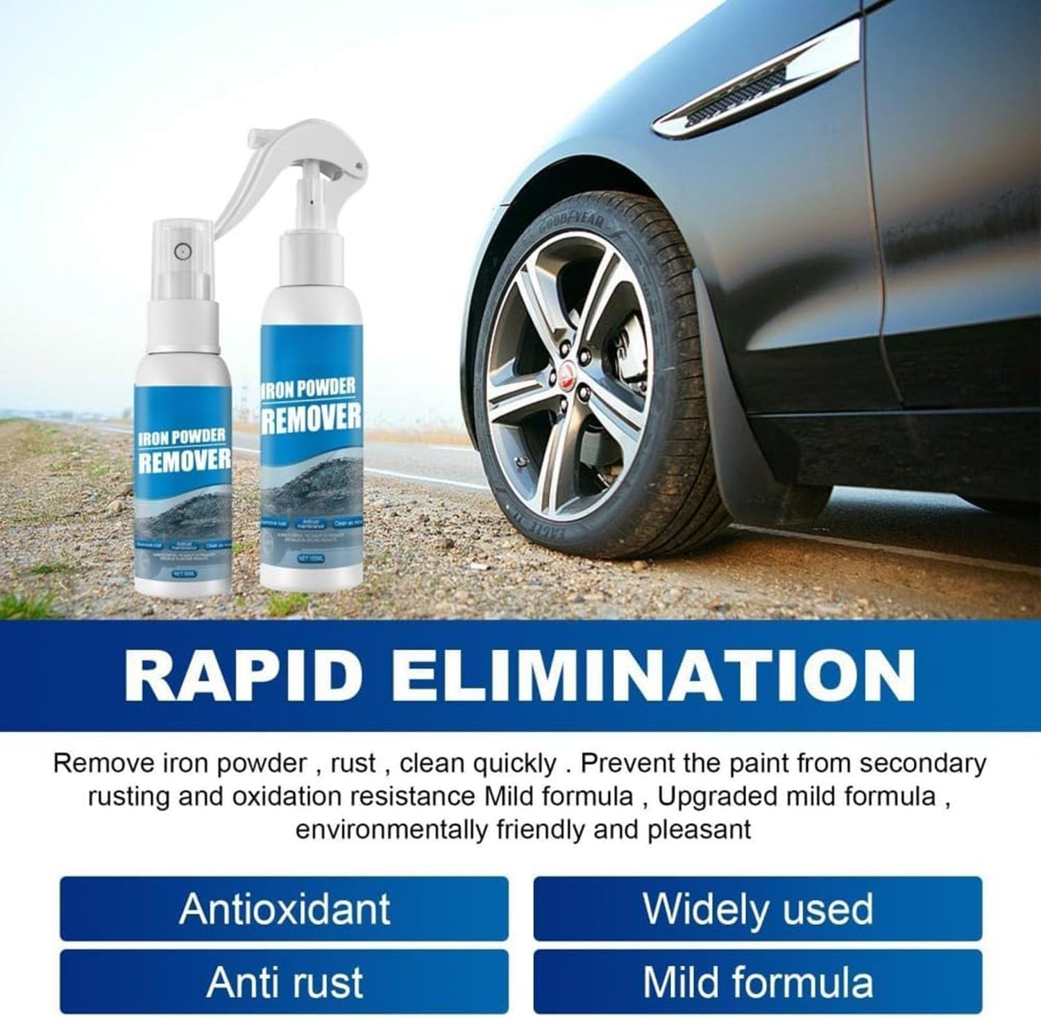 Multi-functional Quick-Acting Rust Removal Spray, Portable Rust Remover Spray for Metal, Iron Power Remover, Car 𝐑ust Removal Spra𝐲, Fast-Acting Oxidation Remove𝐫, Easy Spra𝐲 Application (2pcs)