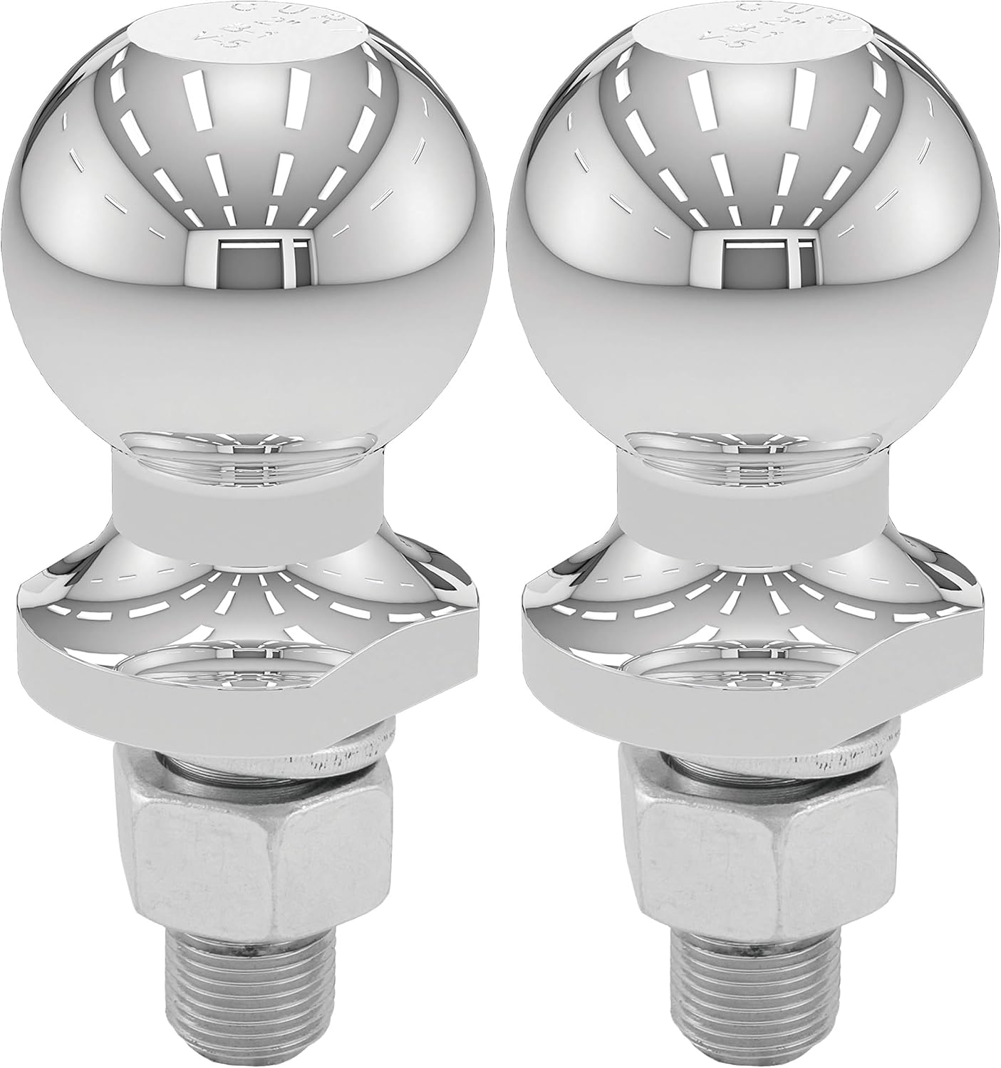 CURT 40003 Chrome Trailer Hitch Ball, 3,500 lbs, 2-Inch Diameter, 3/4 x 1-3/4-Inch Shank, Universal Fit (Pack of 2)