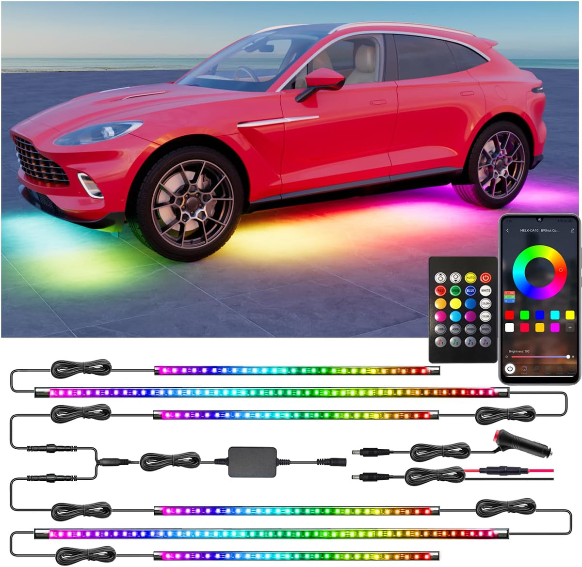 Underglow Led Lights for Cars, Waterproof Underglow Kit for Cars