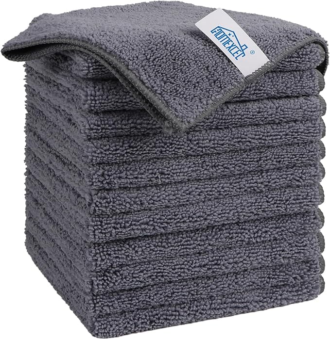 HOMEXCEL Grey Microfiber Cleaning Cloth, 12 Pack Premium Microfiber Towels by HOMEXCEL