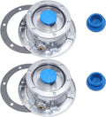 iBroPrat 2pcs 343-4009 Aluminum Hub Cap for Trailer Axle, 3434009 6 Holes Hub Caps with Side Pipe Plugs Gaskets and Extra 2pcs Blue Rubber Plugs