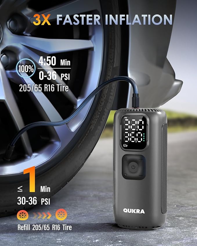 T22 Tire Inflator Protable Air Compressor, 160PSI Air Pump, 3× Faster Auto - Image 2