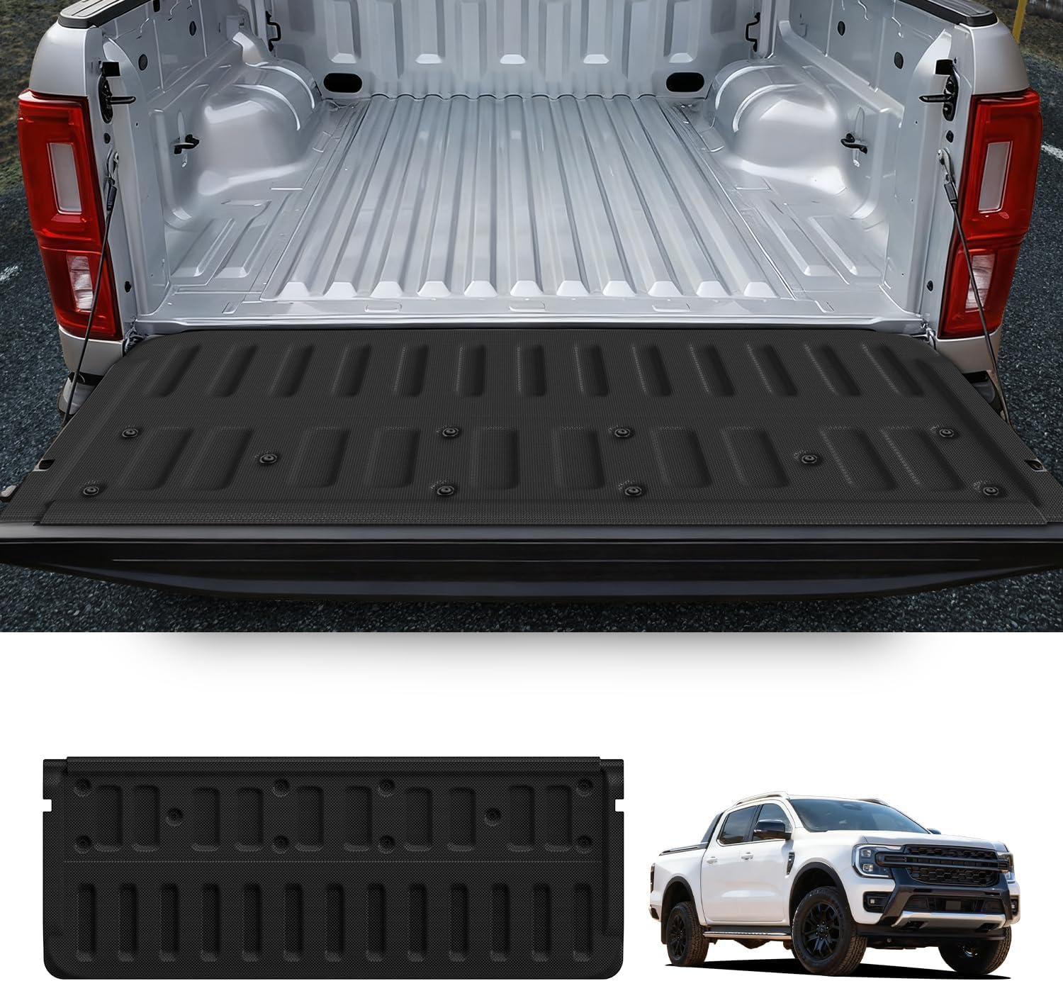 LASFIT Tailgate Mat for Ford Ranger 2023 2022 2021 2020 2019 Truck Tailgate Liner All Weather Protector TPE Easy Clean Tailgate Cover