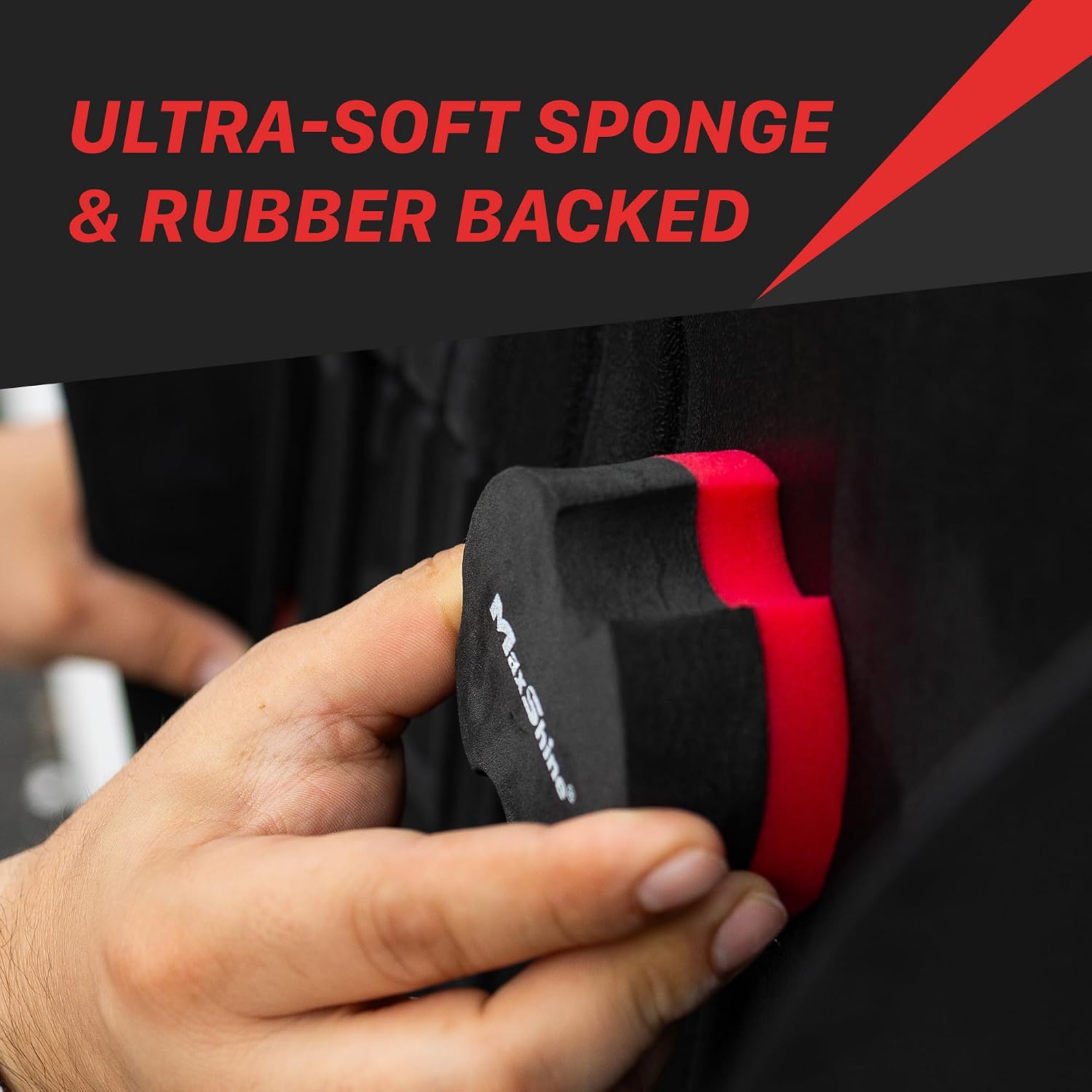 Maxshine Wax Applicator Pad | 2.9 Inch, Grey & Red, EVA Dual-Layer Foam | Ergonomic Grip, Scratch-Free, Washable | for Car Wax, Sealant & Dressing Application