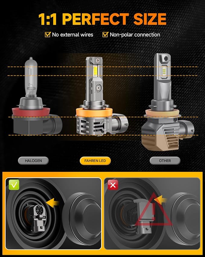 FAHREN H11/H9/H8 9005/HB3 Light Bulbs Combo, 000LM 10X Super Brightness - Image 3