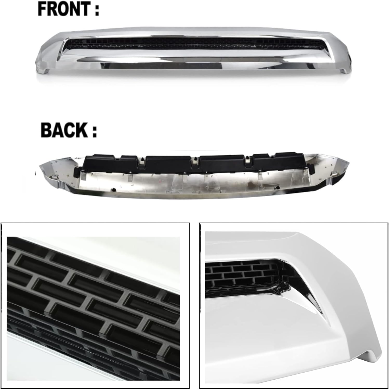 Hood Scoop Molding Compatible With Toyota Tundra 2014-2021 Grill Upper Molding Hood Molding Front Upper Hood Bulge Molding (Chrome)