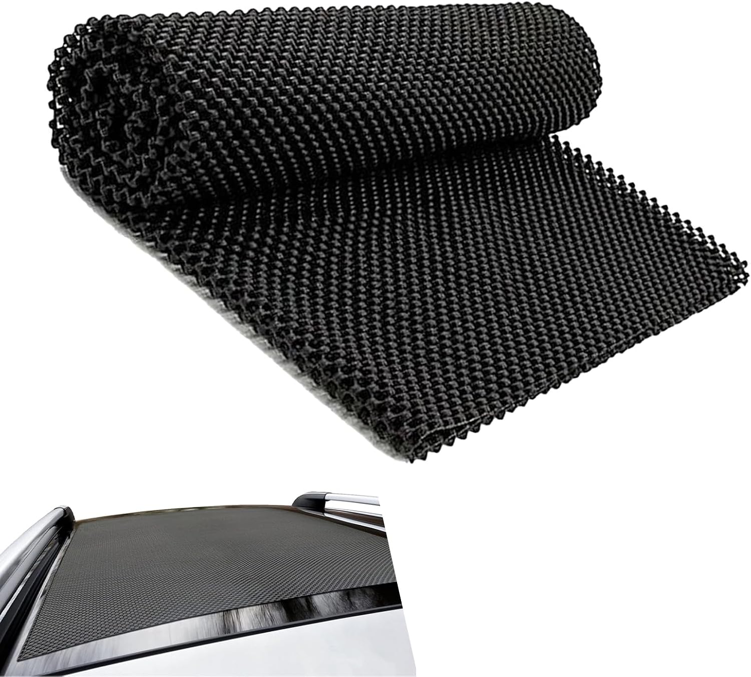 Car Roof Rack Pads, 47" x 39" Roof Cargo Bag Protective Mat/PVC Car Roof Storage Bag Protective Mat, Automotive Accessories for Most Cars (Black)