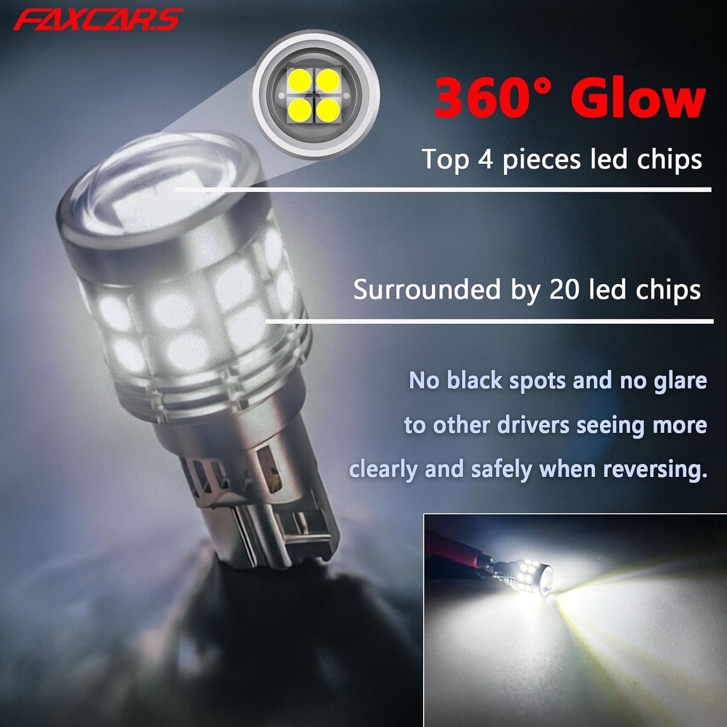 921 W16W LED Backup Light Bulbs for Toyota Tacoma 2001-2019 2020 2021 2022 2023 Reverse Lamp, 6000K Cool White Super Bright 912 OEM Replacement Plug and Play SMD 3030, Pack of 2