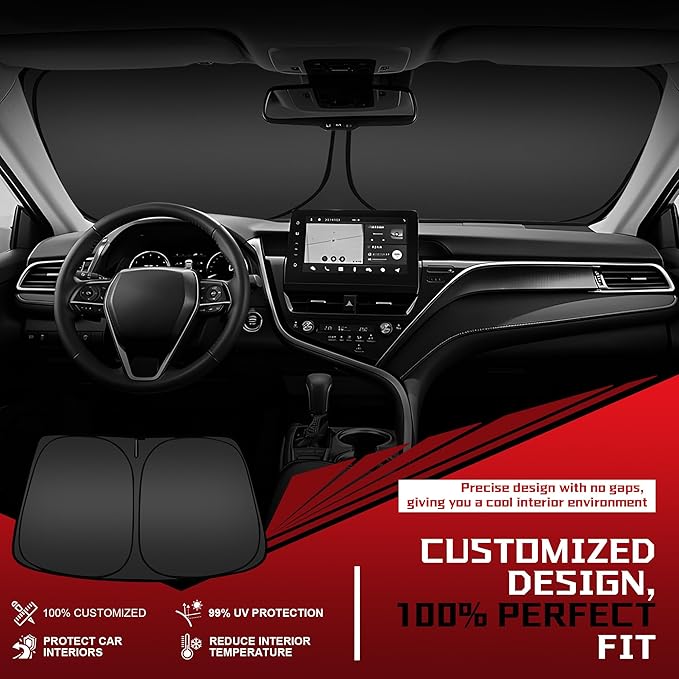 Windshield Sun Shade for 2022-2025 Rivian R1S Foldable Sun Sunshade for Car - Image 2