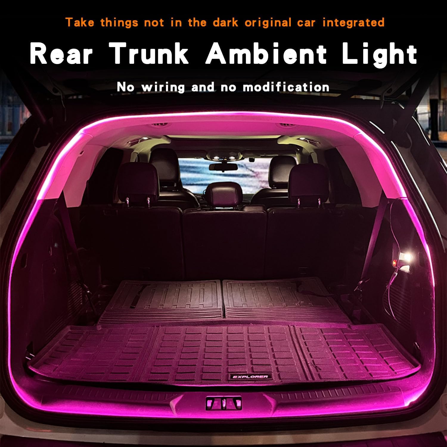 LED trunk light strip for SUV, With soft rubber,Strip Bright,low power consumption,Concealed installation,177 inch 12V 8W Ice Blue