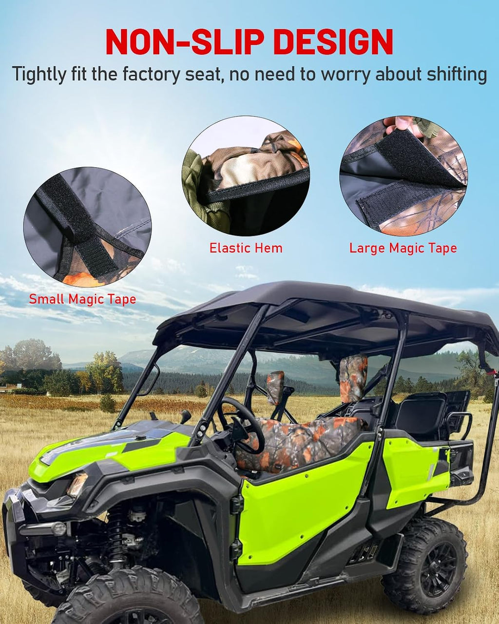 StarknightMT UTV Pioneer Seat Covers Compatible with 2016-2025 Pioneer 1000 1000-5(Front Seat),1000-6(Front and Rear Seat),Water-Repellent Bench Seat Cover Maple Camouflage