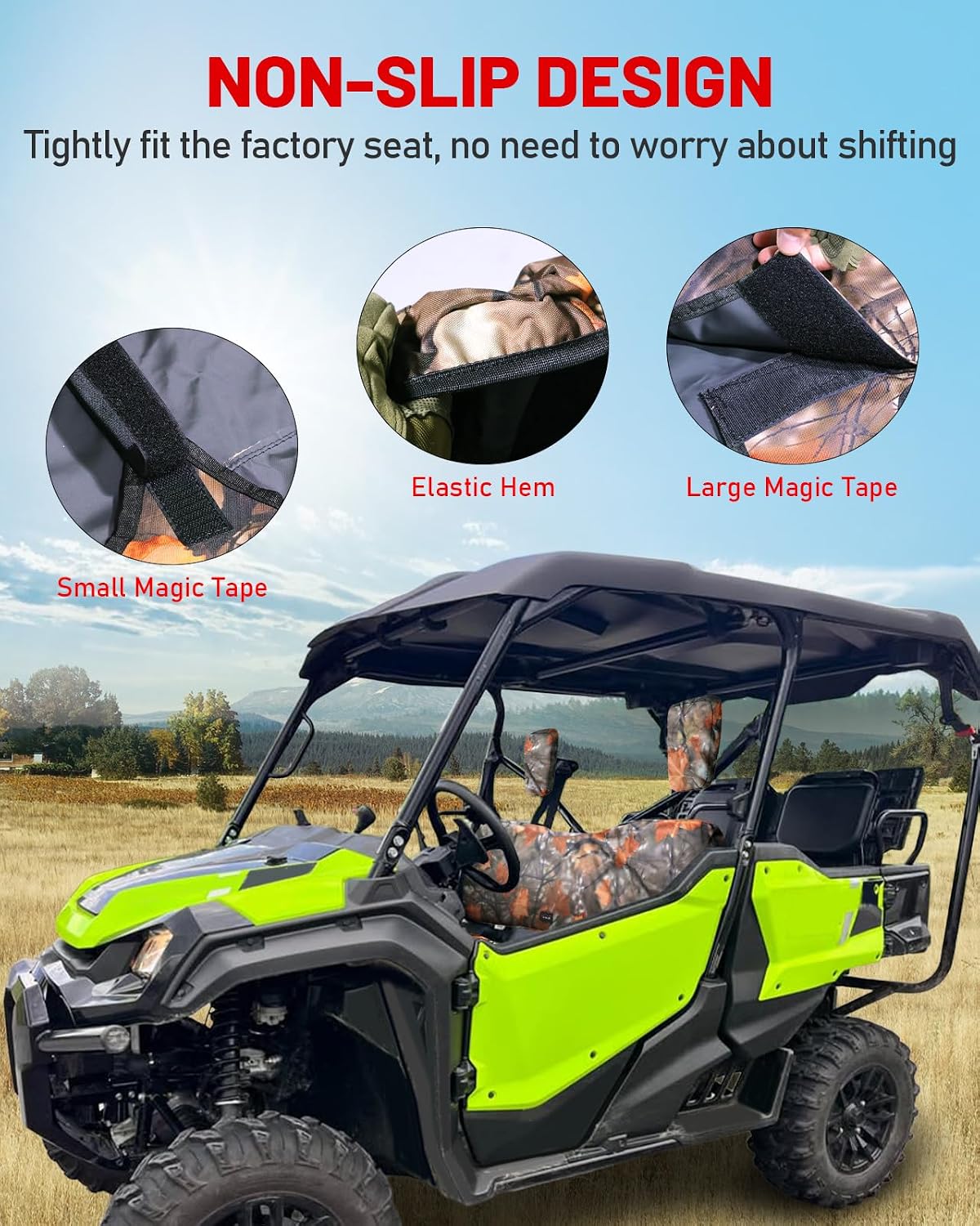 StarknightMT UTV Pioneer Seat Covers Compatible with 2016-2025 Pioneer 1000 1000-5(Front Seat),1000-6(Front and Rear Seat),Water-Repellent Bench Seat Cover Maple Camouflage