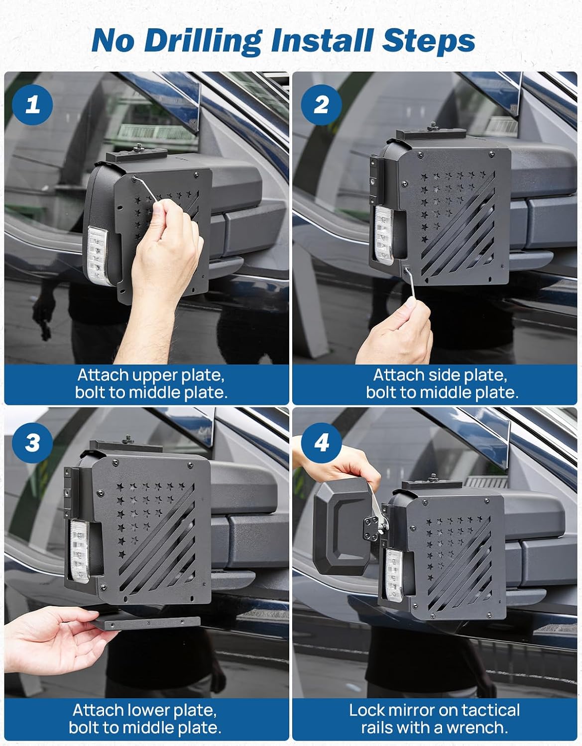 JOYTUTUS Towing Mirror Compatible with Ford F150 2021-2026 | 360° Ball-Joint Convex Mirror, Up to 4 m Visibility, Clip-On Removable Design for Towing