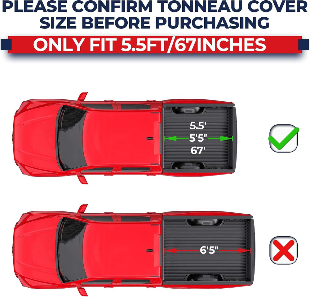 MOSTPLUS 5.5FT Quad Fold Soft Truck Bed Tonneau Cover On Top Compatible for F...